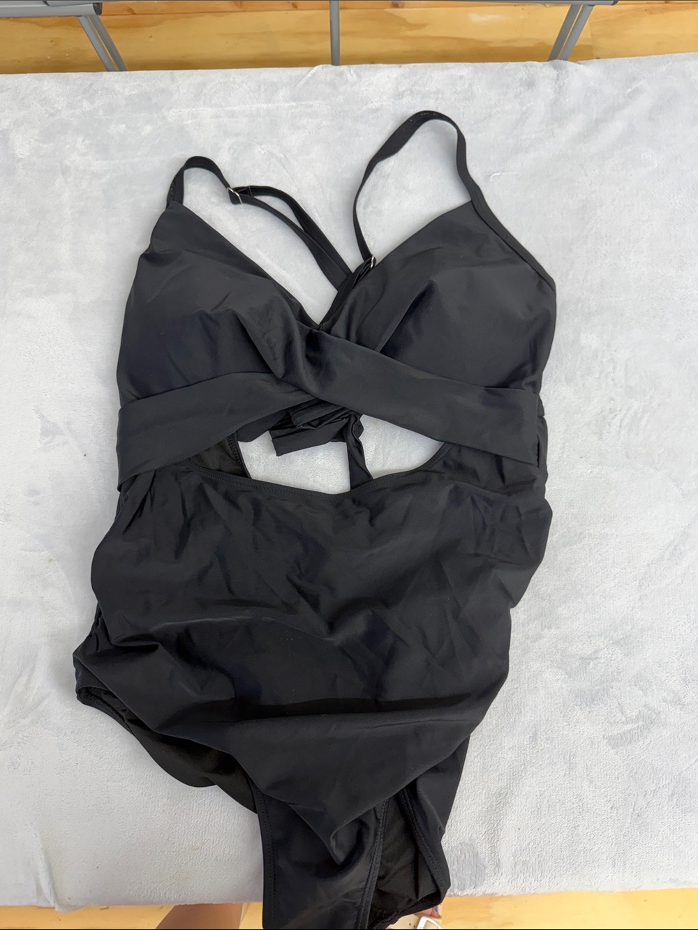 Black One-Piece Swimsuit with Twist Front XXL 2XL